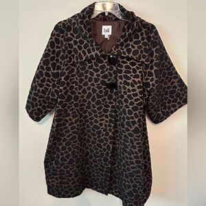 LUII Anthropologie Womens‎ Large Animal Giraffe Mod S/S Swing COAT Jacket EUC